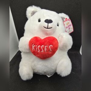American Greetings Plush White Valentine Kisses Bear 8" Stuffed Animal Pal